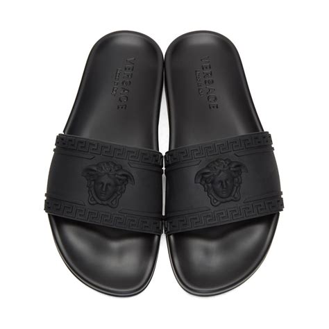 men versace slides|Versace medusa slides.